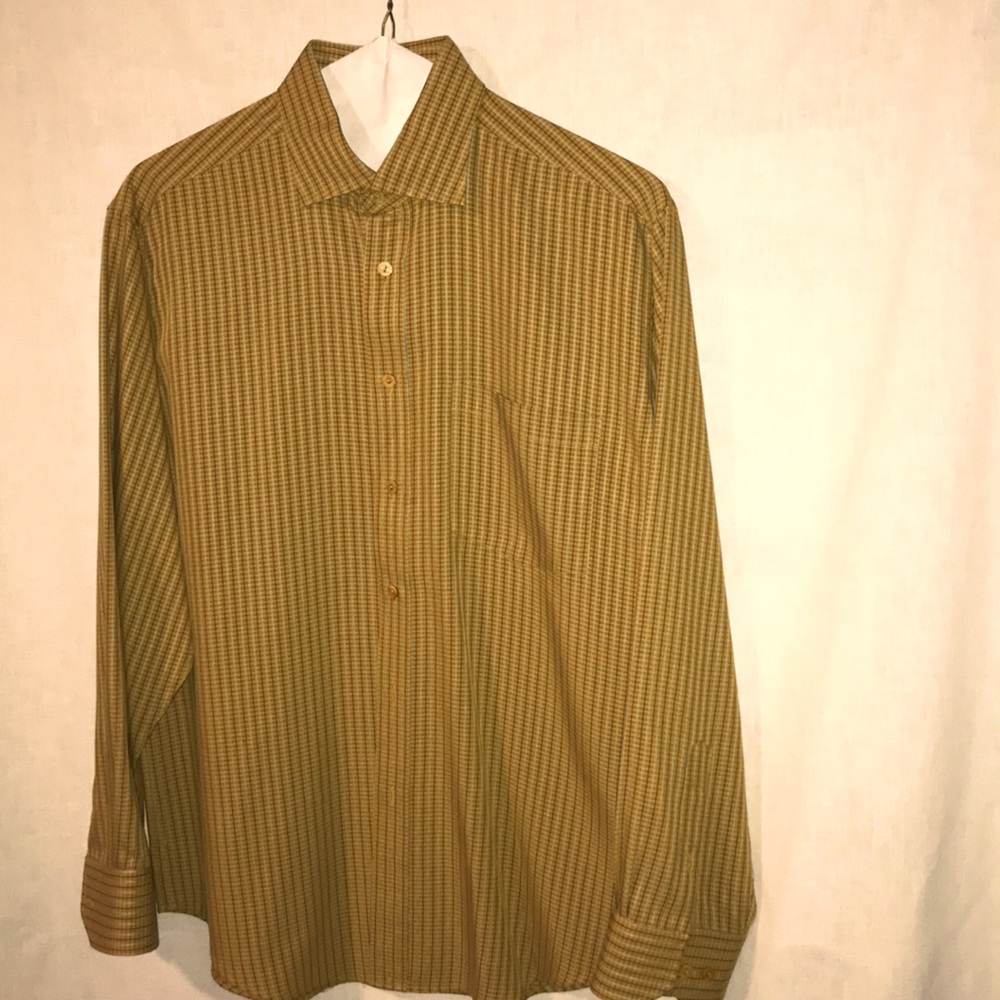 Bugatchi Vintage Mens Orange Plaid Patterned Shirt
